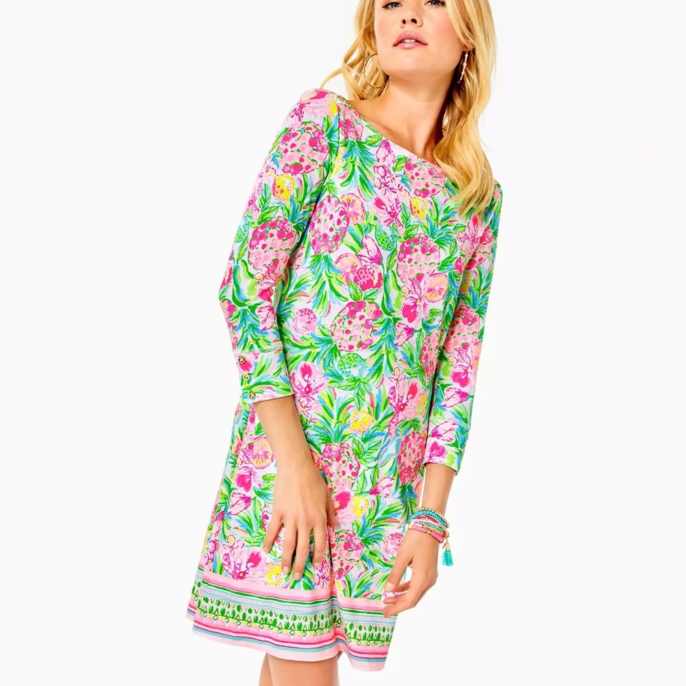 NWT Lilly Pulitzer Pink Sunset Home Slice Sophie UPF 50+ Dress, Size XS